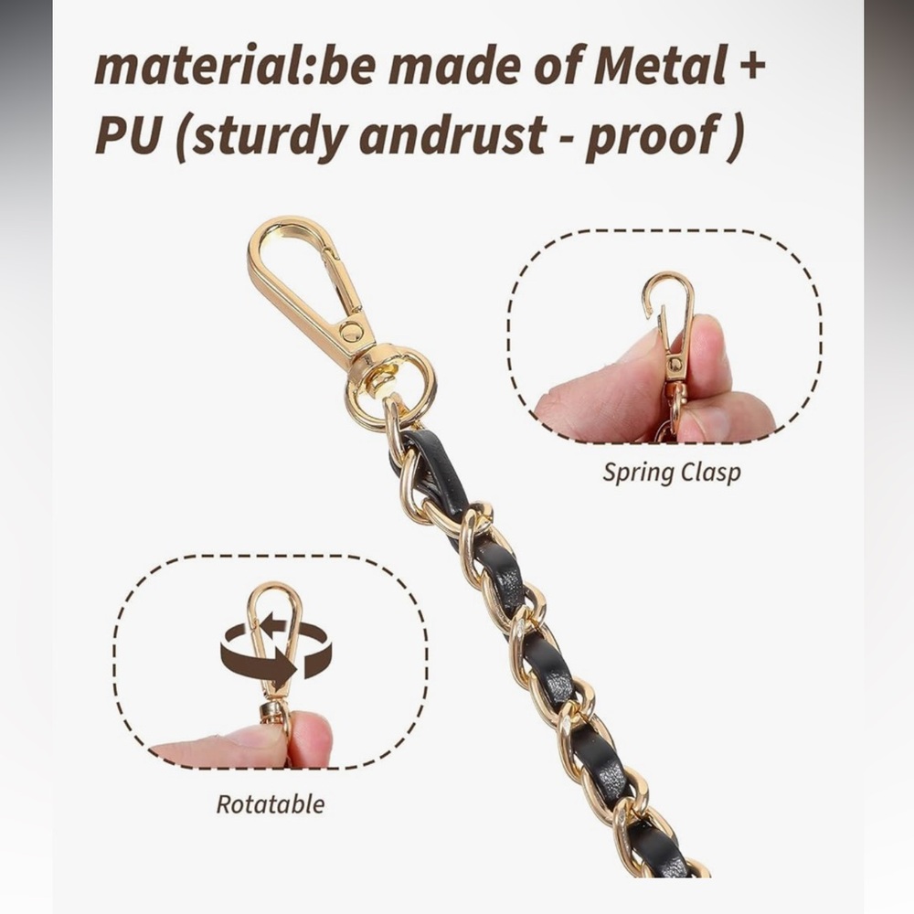 🆕 47 inch Leather Chain Straps for Women, Purse Chain Strap - Picture 3 of 8